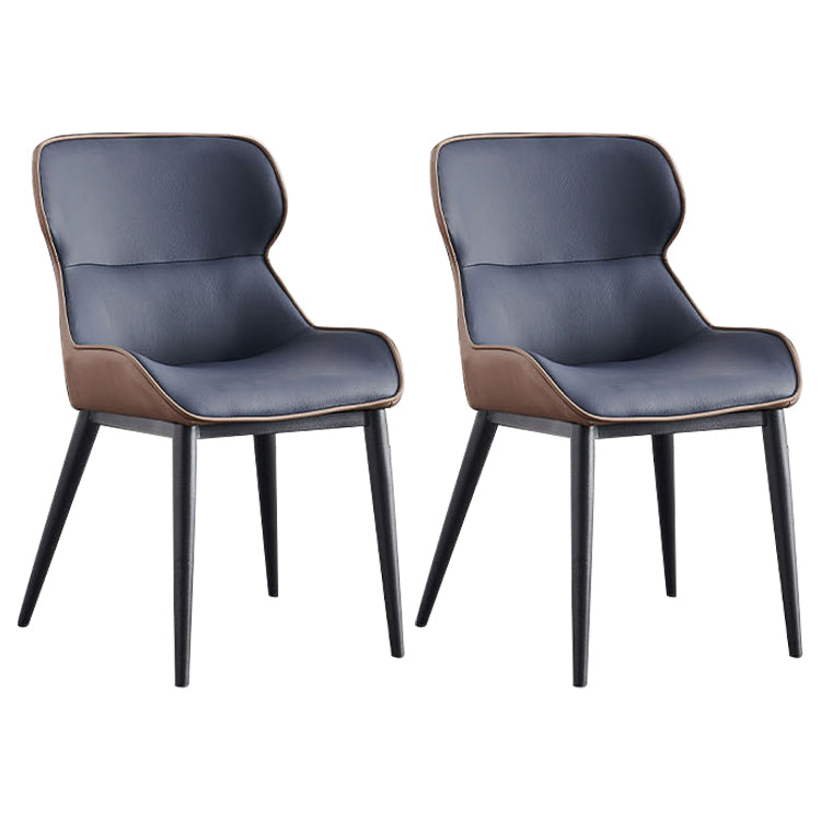 Modern Metal Indoor-Outdoor Chair Dining Room Wingback Parsons Armless Chair Dark Blue 2 Piece Set Clearhalo ' kitchen&dining_furn' 'Dining Chairs' 'Dining Tables & Seating' 'dining_chair' 'furn' 'furn_dining_chair' 'Furniture' 'furniture_dining_chair' 'Kitchen & Dining Furniture' 'kitchen' 3755557