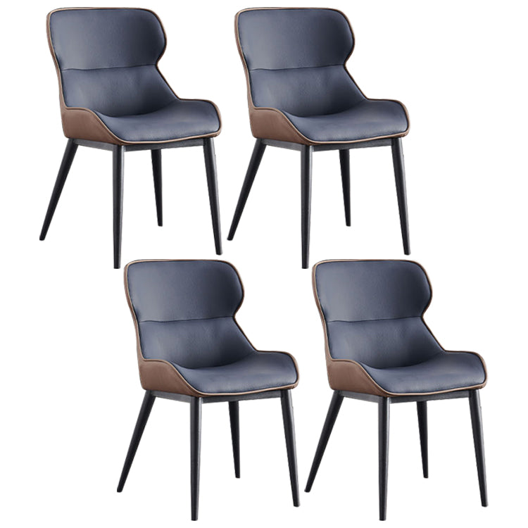 Modern Metal Indoor-Outdoor Chair Dining Room Wingback Parsons Armless Chair Dark Blue 4 Piece Set Clearhalo ' kitchen&dining_furn' 'Dining Chairs' 'Dining Tables & Seating' 'dining_chair' 'furn' 'furn_dining_chair' 'Furniture' 'furniture_dining_chair' 'Kitchen & Dining Furniture' 'kitchen' 3755559