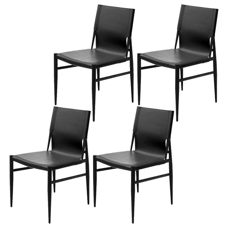 Contemporary Style Leather Dining Chair Solid Back Armless Chairs for Home Black 4 Piece Set Clearhalo ' kitchen&dining_furn' 'Dining Chairs' 'Dining Tables & Seating' 'dining_chair' 'furn' 'furn_dining_chair' 'Furniture' 'furniture_dining_chair' 'Kitchen & Dining Furniture' 'kitchen' 3755568
