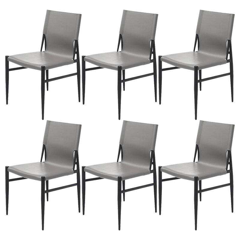 Contemporary Style Leather Dining Chair Solid Back Armless Chairs for Home Grey 6 Piece Set Clearhalo ' kitchen&dining_furn' 'Dining Chairs' 'Dining Tables & Seating' 'dining_chair' 'furn' 'furn_dining_chair' 'Furniture' 'furniture_dining_chair' 'Kitchen & Dining Furniture' 'kitchen' 3755576