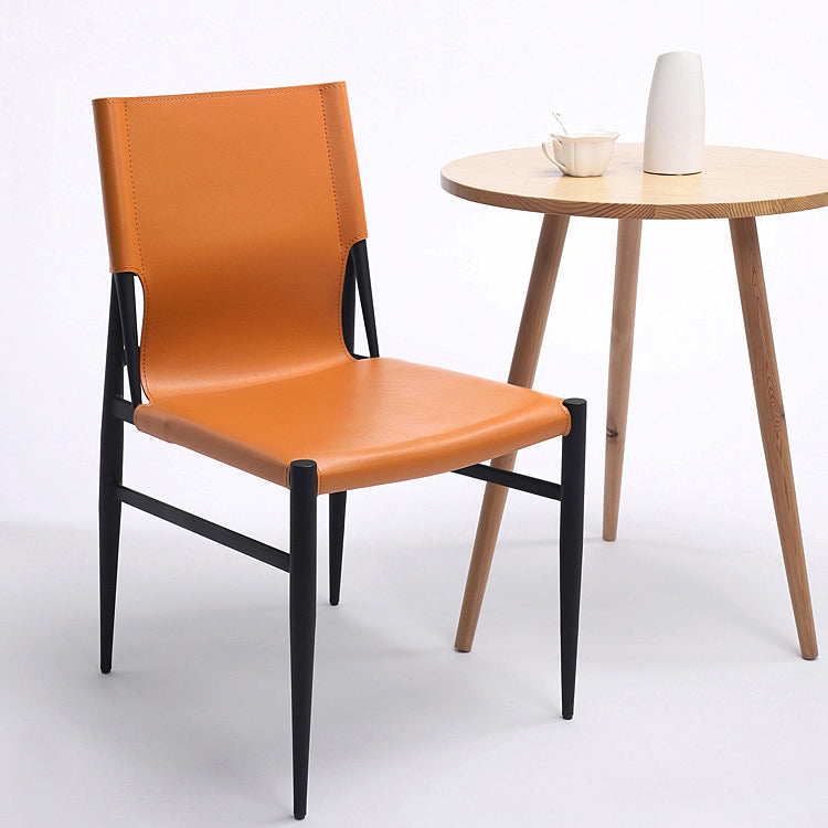 Contemporary Style Leather Dining Chair Solid Back Armless Chairs for Home Clearhalo ' kitchen&dining_furn' 'Dining Chairs' 'Dining Tables & Seating' 'dining_chair' 'furn' 'furn_dining_chair' 'Furniture' 'furniture_dining_chair' 'Kitchen & Dining Furniture' 'kitchen' 3755586