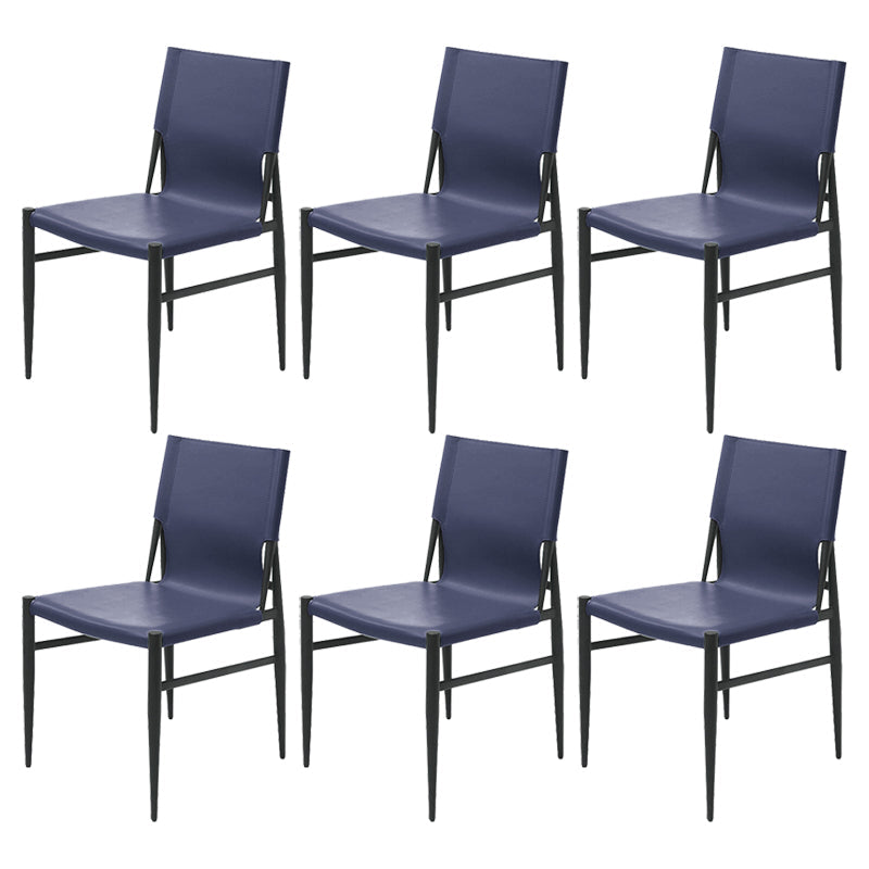 Contemporary Style Leather Dining Chair Solid Back Armless Chairs for Home Dark Blue 6 Piece Set Clearhalo ' kitchen&dining_furn' 'Dining Chairs' 'Dining Tables & Seating' 'dining_chair' 'furn' 'furn_dining_chair' 'Furniture' 'furniture_dining_chair' 'Kitchen & Dining Furniture' 'kitchen' 3755591