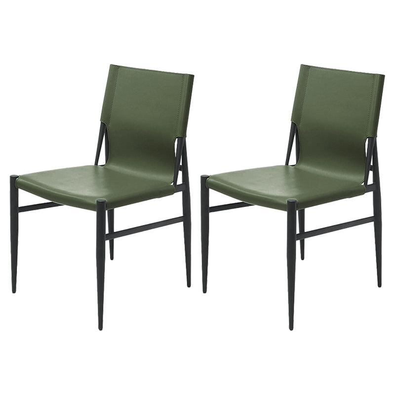 Contemporary Style Leather Dining Chair Solid Back Armless Chairs for Home Blackish Green 2 Piece Set Clearhalo ' kitchen&dining_furn' 'Dining Chairs' 'Dining Tables & Seating' 'dining_chair' 'furn' 'furn_dining_chair' 'Furniture' 'furniture_dining_chair' 'Kitchen & Dining Furniture' 'kitchen' 3755601