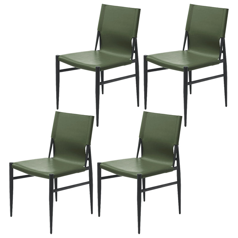 Contemporary Style Leather Dining Chair Solid Back Armless Chairs for Home Blackish Green 4 Piece Set Clearhalo ' kitchen&dining_furn' 'Dining Chairs' 'Dining Tables & Seating' 'dining_chair' 'furn' 'furn_dining_chair' 'Furniture' 'furniture_dining_chair' 'Kitchen & Dining Furniture' 'kitchen' 3755602