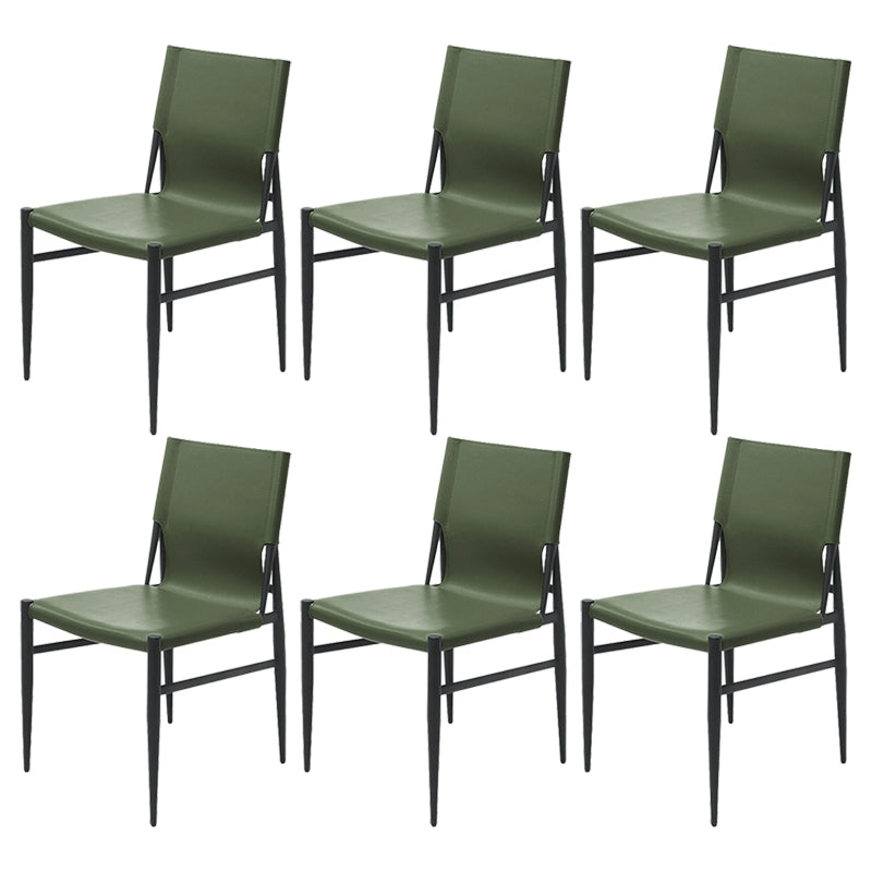 Contemporary Style Leather Dining Chair Solid Back Armless Chairs for Home Blackish Green 6 Piece Set Clearhalo ' kitchen&dining_furn' 'Dining Chairs' 'Dining Tables & Seating' 'dining_chair' 'furn' 'furn_dining_chair' 'Furniture' 'furniture_dining_chair' 'Kitchen & Dining Furniture' 'kitchen' 3755603
