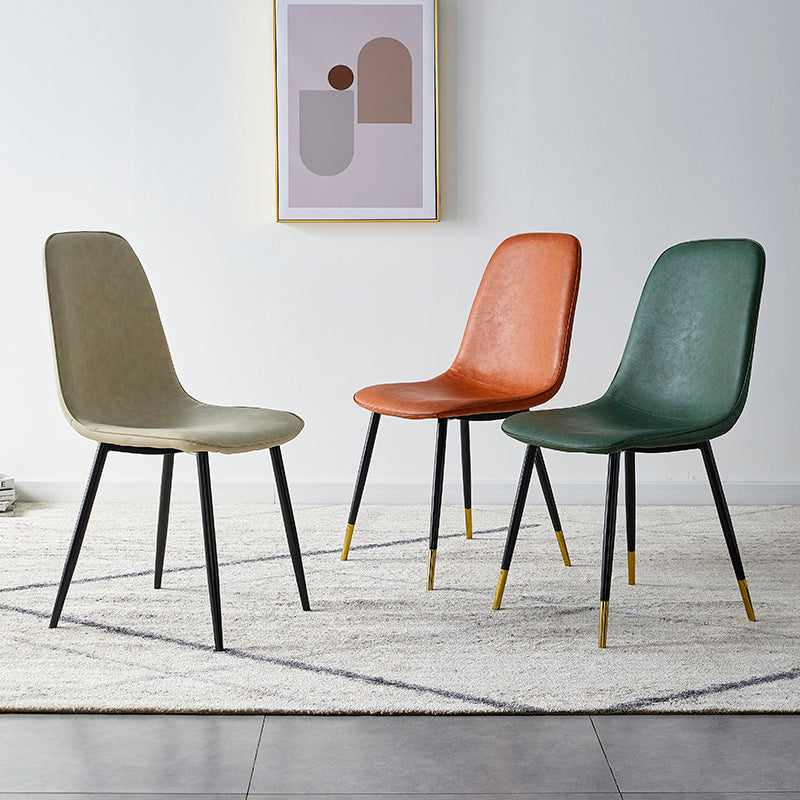 Glam Style Leather Dining Chairs for Kitchen Solid Back Armless Chairs Clearhalo ' kitchen&dining_furn' 'Dining Chairs' 'Dining Tables & Seating' 'dining_chair' 'furn' 'furn_dining_chair' 'Furniture' 'furniture_dining_chair' 'Kitchen & Dining Furniture' 'kitchen' 3755607