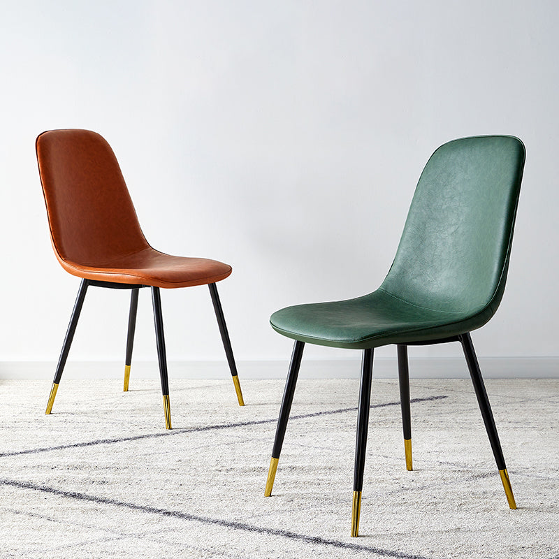 Glam Style Leather Dining Chairs for Kitchen Solid Back Armless Chairs Clearhalo ' kitchen&dining_furn' 'Dining Chairs' 'Dining Tables & Seating' 'dining_chair' 'furn' 'furn_dining_chair' 'Furniture' 'furniture_dining_chair' 'Kitchen & Dining Furniture' 'kitchen' 3755611