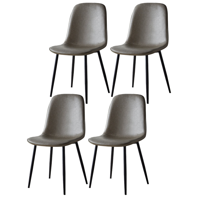Glam Style Leather Dining Chairs for Kitchen Solid Back Armless Chairs Grey 4 Piece Set Black Clearhalo ' kitchen&dining_furn' 'Dining Chairs' 'Dining Tables & Seating' 'dining_chair' 'furn' 'furn_dining_chair' 'Furniture' 'furniture_dining_chair' 'Kitchen & Dining Furniture' 'kitchen' 3755623