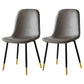 Glam Style Leather Dining Chairs for Kitchen Solid Back Armless Chairs Grey 2 Piece Set Brass Gold Clearhalo ' kitchen&dining_furn' 'Dining Chairs' 'Dining Tables & Seating' 'dining_chair' 'furn' 'furn_dining_chair' 'Furniture' 'furniture_dining_chair' 'Kitchen & Dining Furniture' 'kitchen' 3755627