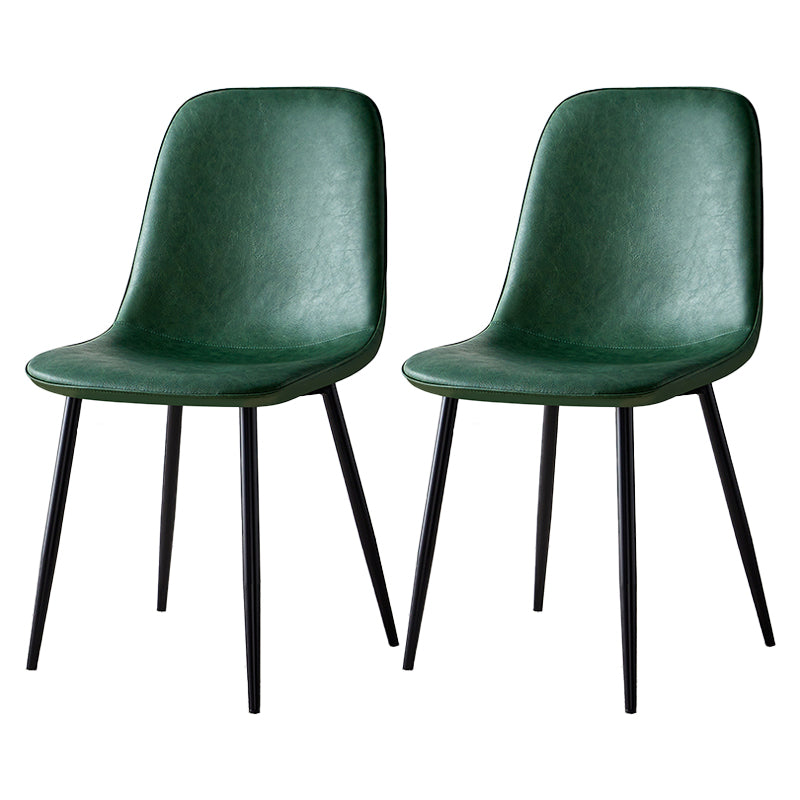 Glam Style Leather Dining Chairs for Kitchen Solid Back Armless Chairs Green 2 Piece Set Black Clearhalo ' kitchen&dining_furn' 'Dining Chairs' 'Dining Tables & Seating' 'dining_chair' 'furn' 'furn_dining_chair' 'Furniture' 'furniture_dining_chair' 'Kitchen & Dining Furniture' 'kitchen' 3755637