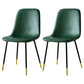 Glam Style Leather Dining Chairs for Kitchen Solid Back Armless Chairs Green 2 Piece Set Brass Gold Clearhalo ' kitchen&dining_furn' 'Dining Chairs' 'Dining Tables & Seating' 'dining_chair' 'furn' 'furn_dining_chair' 'Furniture' 'furniture_dining_chair' 'Kitchen & Dining Furniture' 'kitchen' 3755640