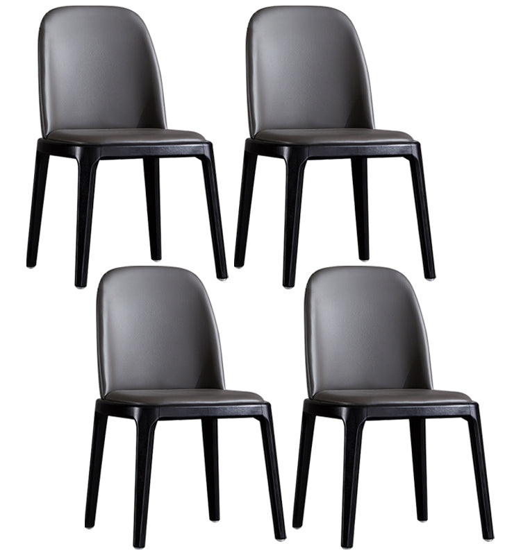 Leather Industrial Restaurant Side Chair Matte Finish Parsons Dining Side Chair Dark Gray 4 Piece Set Black Clearhalo ' kitchen&dining_furn' 'Dining Chairs' 'Dining Tables & Seating' 'dining_chair' 'furn' 'furn_dining_chair' 'Furniture' 'furniture_dining_chair' 'Kitchen & Dining Furniture' 'kitchen' 3755644