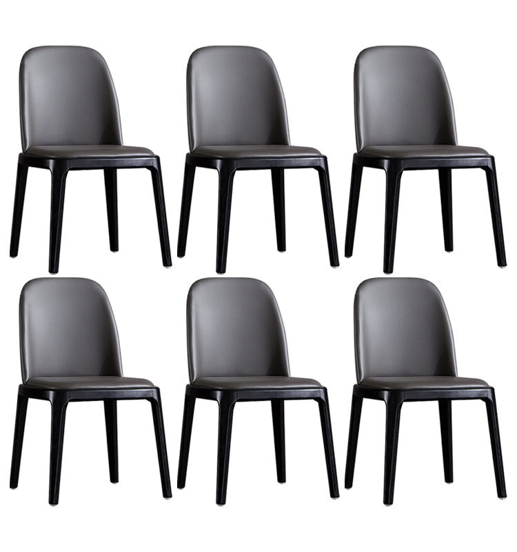 Leather Industrial Restaurant Side Chair Matte Finish Parsons Dining Side Chair Dark Gray 6 Piece Set Black Clearhalo ' kitchen&dining_furn' 'Dining Chairs' 'Dining Tables & Seating' 'dining_chair' 'furn' 'furn_dining_chair' 'Furniture' 'furniture_dining_chair' 'Kitchen & Dining Furniture' 'kitchen' 3755646