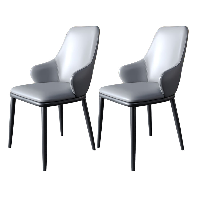Minimalist Style Leather Dining Chairs Solid Back Upholstered Side Chair for Home Grey 2 Piece Set Clearhalo ' kitchen&dining_furn' 'Dining Chairs' 'Dining Tables & Seating' 'dining_chair' 'furn' 'furn_dining_chair' 'Furniture' 'furniture_dining_chair' 'Kitchen & Dining Furniture' 'kitchen' 3755686