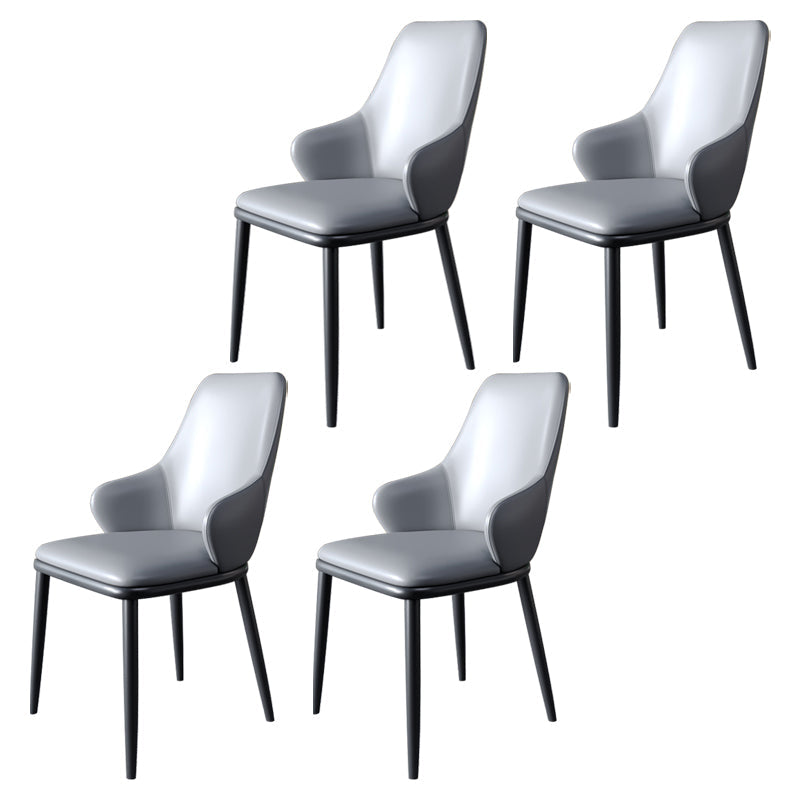 Minimalist Style Leather Dining Chairs Solid Back Upholstered Side Chair for Home Grey 4 Piece Set Clearhalo ' kitchen&dining_furn' 'Dining Chairs' 'Dining Tables & Seating' 'dining_chair' 'furn' 'furn_dining_chair' 'Furniture' 'furniture_dining_chair' 'Kitchen & Dining Furniture' 'kitchen' 3755688