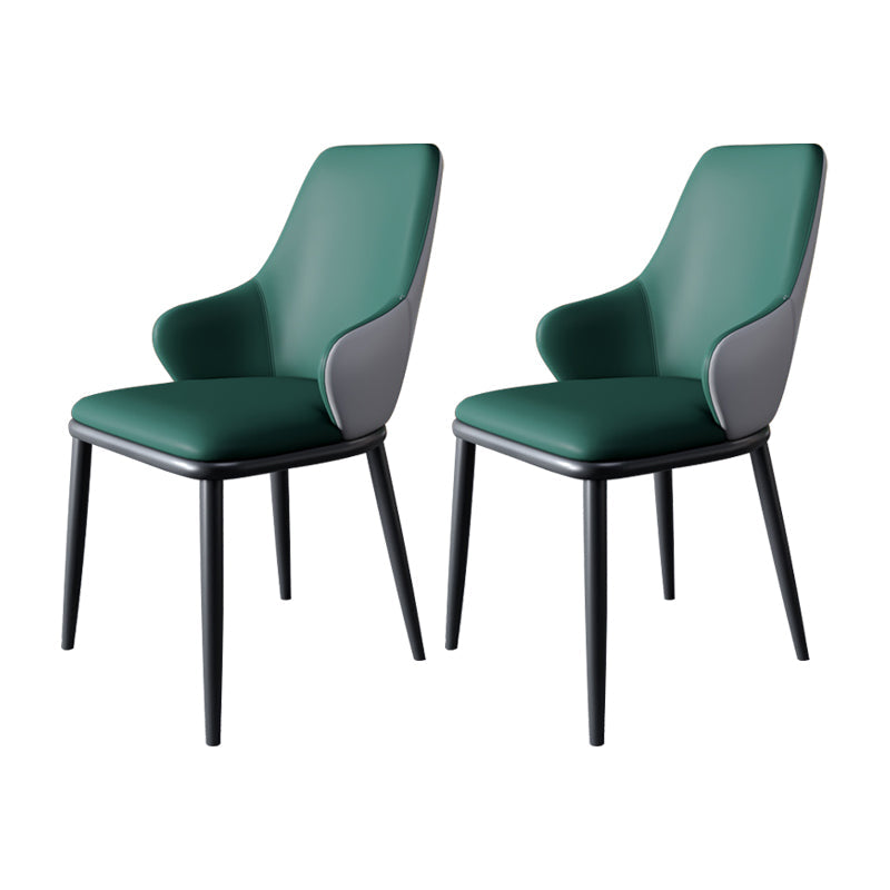 Minimalist Style Leather Dining Chairs Solid Back Upholstered Side Chair for Home Blackish Green 2 Piece Set Clearhalo ' kitchen&dining_furn' 'Dining Chairs' 'Dining Tables & Seating' 'dining_chair' 'furn' 'furn_dining_chair' 'Furniture' 'furniture_dining_chair' 'Kitchen & Dining Furniture' 'kitchen' 3755692