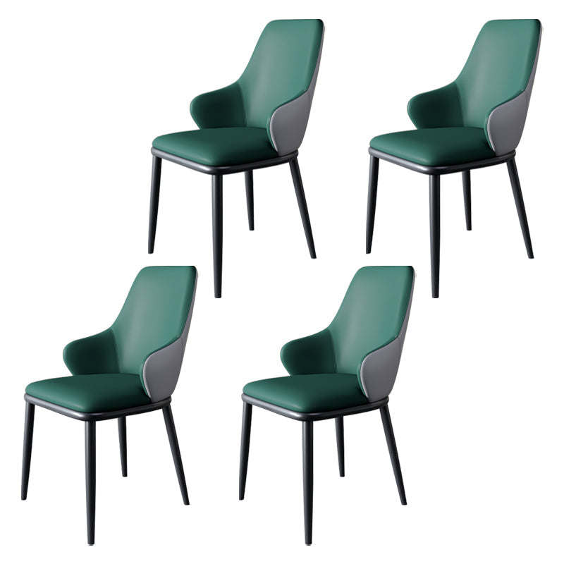 Minimalist Style Leather Dining Chairs Solid Back Upholstered Side Chair for Home Blackish Green 4 Piece Set Clearhalo ' kitchen&dining_furn' 'Dining Chairs' 'Dining Tables & Seating' 'dining_chair' 'furn' 'furn_dining_chair' 'Furniture' 'furniture_dining_chair' 'Kitchen & Dining Furniture' 'kitchen' 3755695