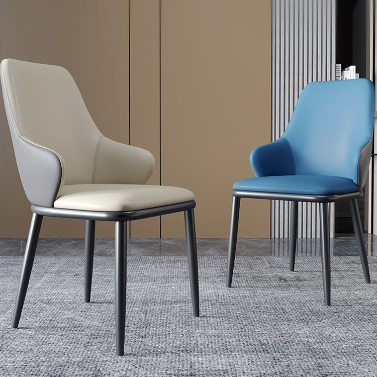 Minimalist Style Leather Dining Chairs Solid Back Upholstered Side Chair for Home Clearhalo ' kitchen&dining_furn' 'Dining Chairs' 'Dining Tables & Seating' 'dining_chair' 'furn' 'furn_dining_chair' 'Furniture' 'furniture_dining_chair' 'Kitchen & Dining Furniture' 'kitchen' 3755698