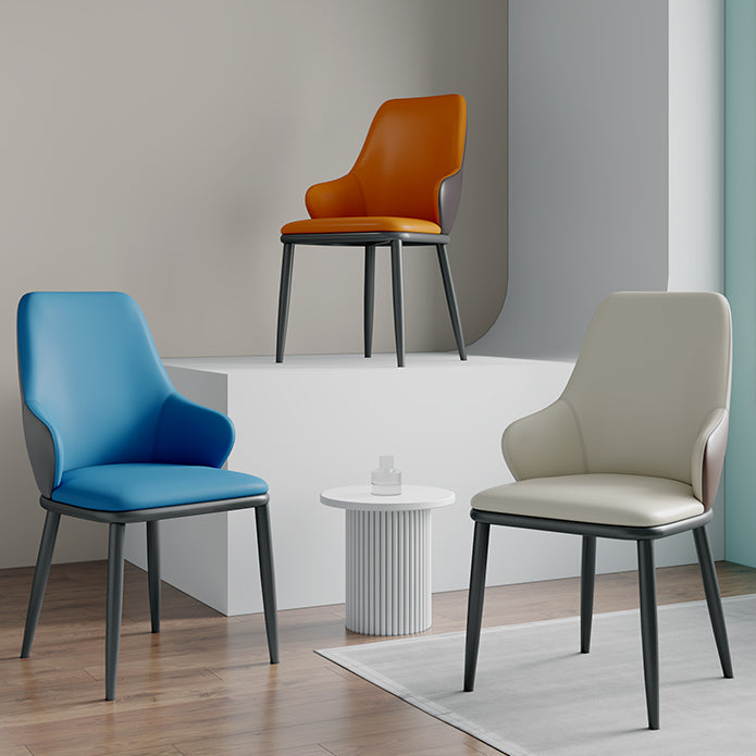 Minimalist Style Leather Dining Chairs Solid Back Upholstered Side Chair for Home Clearhalo ' kitchen&dining_furn' 'Dining Chairs' 'Dining Tables & Seating' 'dining_chair' 'furn' 'furn_dining_chair' 'Furniture' 'furniture_dining_chair' 'Kitchen & Dining Furniture' 'kitchen' 3755701