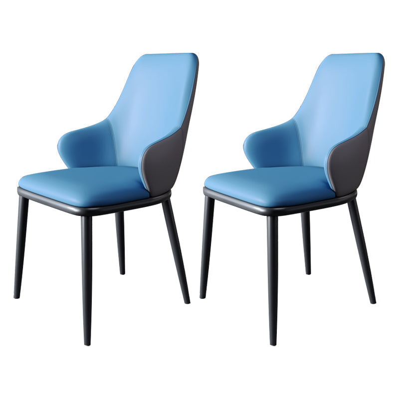 Minimalist Style Leather Dining Chairs Solid Back Upholstered Side Chair for Home Blue 2 Piece Set Clearhalo ' kitchen&dining_furn' 'Dining Chairs' 'Dining Tables & Seating' 'dining_chair' 'furn' 'furn_dining_chair' 'Furniture' 'furniture_dining_chair' 'Kitchen & Dining Furniture' 'kitchen' 3755705