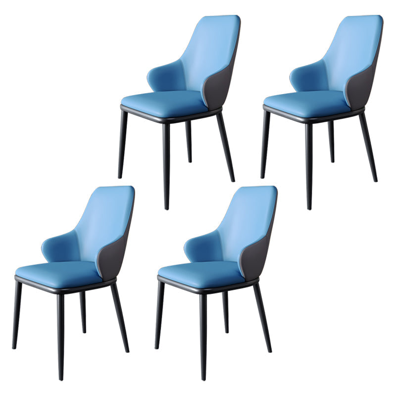 Minimalist Style Leather Dining Chairs Solid Back Upholstered Side Chair for Home Blue 4 Piece Set Clearhalo ' kitchen&dining_furn' 'Dining Chairs' 'Dining Tables & Seating' 'dining_chair' 'furn' 'furn_dining_chair' 'Furniture' 'furniture_dining_chair' 'Kitchen & Dining Furniture' 'kitchen' 3755707