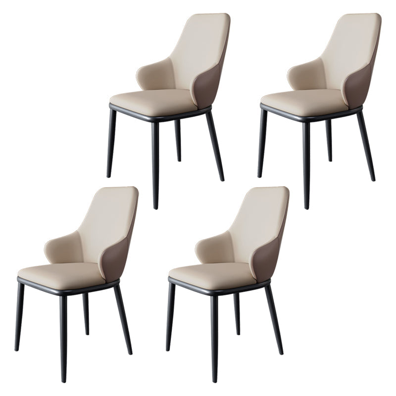 Minimalist Style Leather Dining Chairs Solid Back Upholstered Side Chair for Home Beige 4 Piece Set Clearhalo ' kitchen&dining_furn' 'Dining Chairs' 'Dining Tables & Seating' 'dining_chair' 'furn' 'furn_dining_chair' 'Furniture' 'furniture_dining_chair' 'Kitchen & Dining Furniture' 'kitchen' 3755710