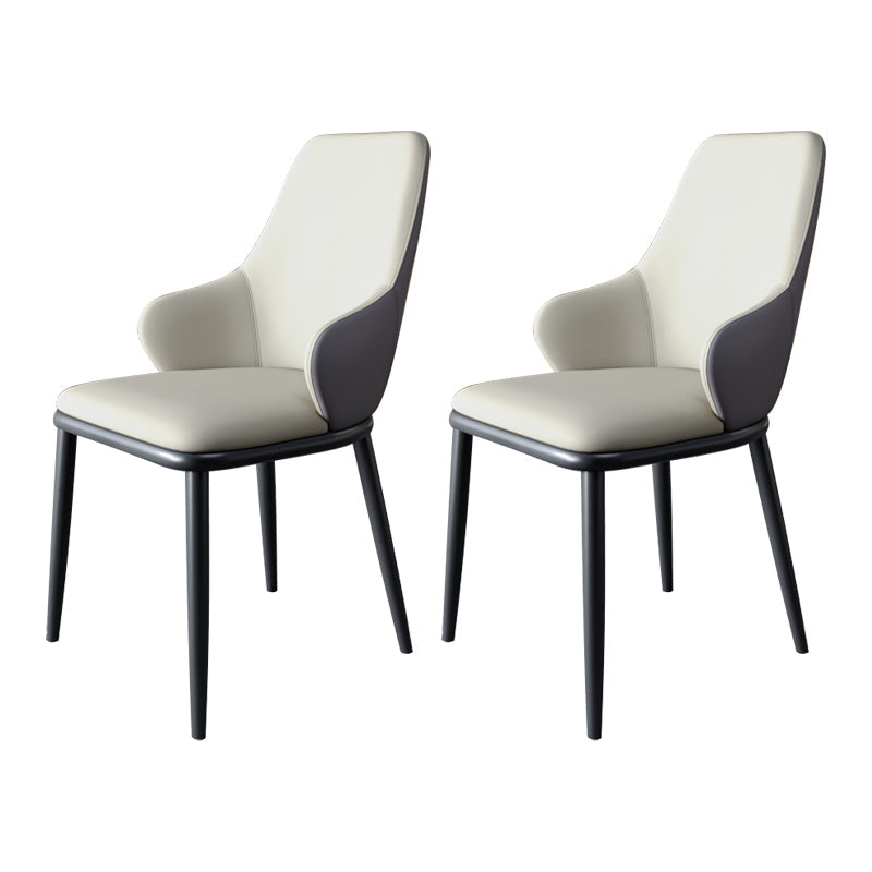 Minimalist Style Leather Dining Chairs Solid Back Upholstered Side Chair for Home Light Gray 2 Piece Set Clearhalo ' kitchen&dining_furn' 'Dining Chairs' 'Dining Tables & Seating' 'dining_chair' 'furn' 'furn_dining_chair' 'Furniture' 'furniture_dining_chair' 'Kitchen & Dining Furniture' 'kitchen' 3755712