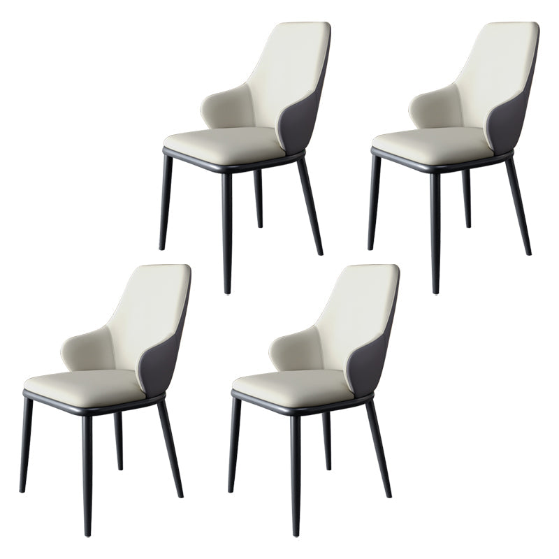 Minimalist Style Leather Dining Chairs Solid Back Upholstered Side Chair for Home Light Gray 4 Piece Set Clearhalo ' kitchen&dining_furn' 'Dining Chairs' 'Dining Tables & Seating' 'dining_chair' 'furn' 'furn_dining_chair' 'Furniture' 'furniture_dining_chair' 'Kitchen & Dining Furniture' 'kitchen' 3755713