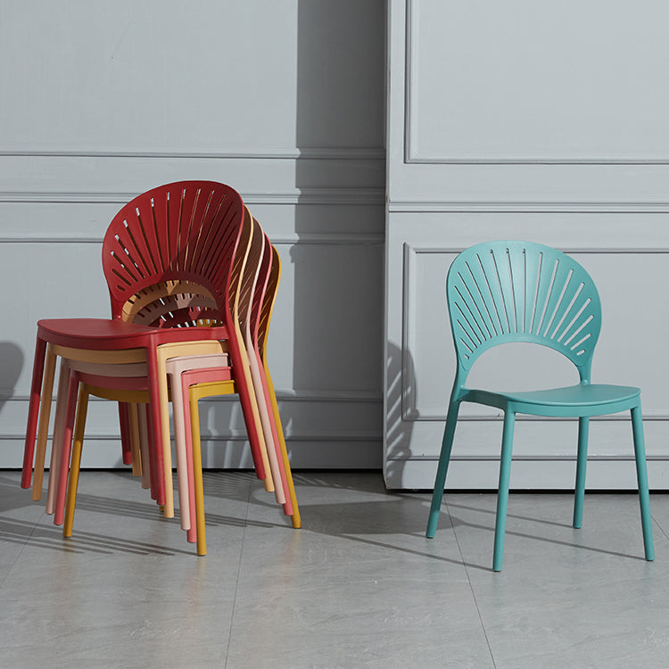 Scandinavian Plastic Armless Dining Chairs Indoor Stackable Side Chairs Clearhalo ' kitchen&dining_furn' 'Dining Chairs' 'Dining Tables & Seating' 'dining_chair' 'furn' 'furn_dining_chair' 'Furniture' 'furniture_dining_chair' 'Kitchen & Dining Furniture' 'kitchen' 3755714