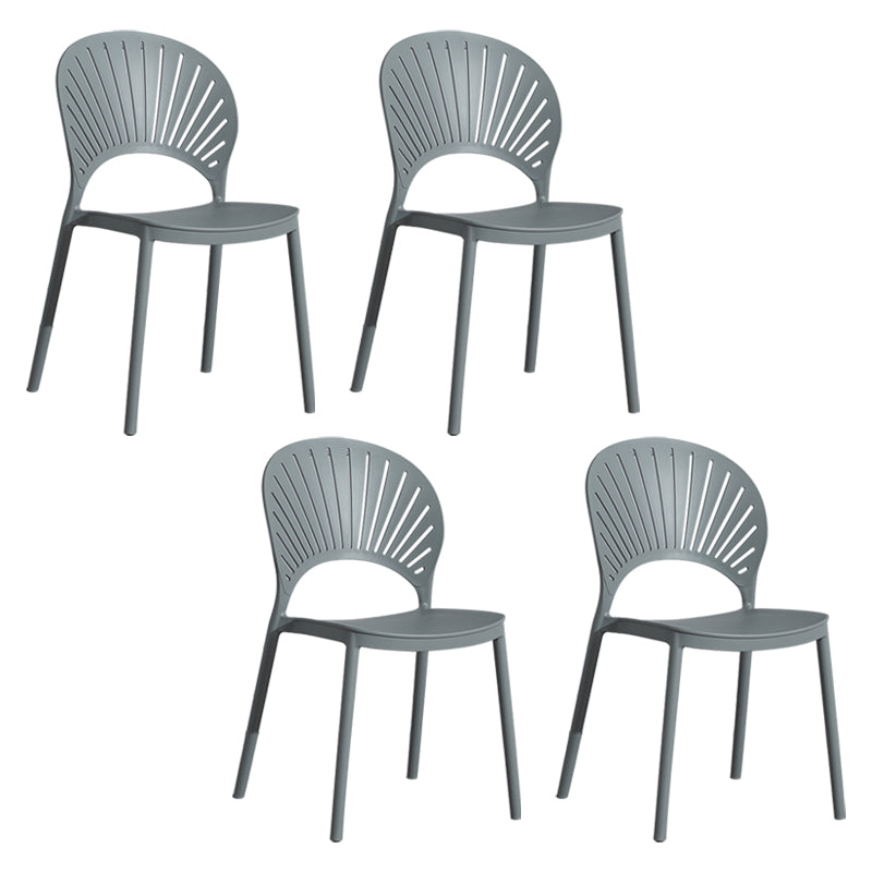 Scandinavian Plastic Armless Dining Chairs Indoor Stackable Side Chairs Grey 4 Piece Set Clearhalo ' kitchen&dining_furn' 'Dining Chairs' 'Dining Tables & Seating' 'dining_chair' 'furn' 'furn_dining_chair' 'Furniture' 'furniture_dining_chair' 'Kitchen & Dining Furniture' 'kitchen' 3755715