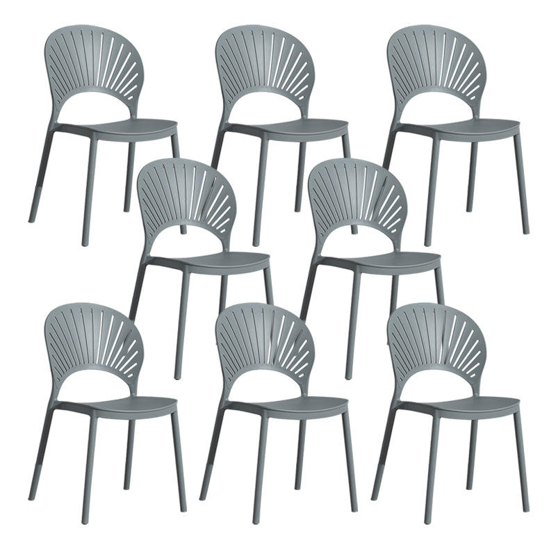 Scandinavian Plastic Armless Dining Chairs Indoor Stackable Side Chairs Grey 8 Piece Set Clearhalo ' kitchen&dining_furn' 'Dining Chairs' 'Dining Tables & Seating' 'dining_chair' 'furn' 'furn_dining_chair' 'Furniture' 'furniture_dining_chair' 'Kitchen & Dining Furniture' 'kitchen' 3755716