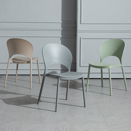 Scandinavian Plastic Armless Dining Chairs Indoor Stackable Side Chairs Clearhalo ' kitchen&dining_furn' 'Dining Chairs' 'Dining Tables & Seating' 'dining_chair' 'furn' 'furn_dining_chair' 'Furniture' 'furniture_dining_chair' 'Kitchen & Dining Furniture' 'kitchen' 3755717