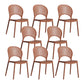 Scandinavian Plastic Armless Dining Chairs Indoor Stackable Side Chairs Brown 8 Piece Set Clearhalo ' kitchen&dining_furn' 'Dining Chairs' 'Dining Tables & Seating' 'dining_chair' 'furn' 'furn_dining_chair' 'Furniture' 'furniture_dining_chair' 'Kitchen & Dining Furniture' 'kitchen' 3755720