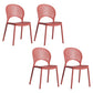 Scandinavian Plastic Armless Dining Chairs Indoor Stackable Side Chairs Watermelon Red 4 Piece Set Clearhalo ' kitchen&dining_furn' 'Dining Chairs' 'Dining Tables & Seating' 'dining_chair' 'furn' 'furn_dining_chair' 'Furniture' 'furniture_dining_chair' 'Kitchen & Dining Furniture' 'kitchen' 3755726