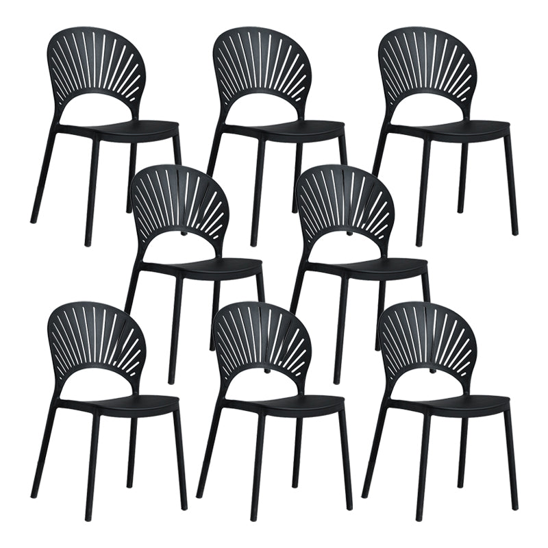 Scandinavian Plastic Armless Dining Chairs Indoor Stackable Side Chairs Black 8 Piece Set Clearhalo ' kitchen&dining_furn' 'Dining Chairs' 'Dining Tables & Seating' 'dining_chair' 'furn' 'furn_dining_chair' 'Furniture' 'furniture_dining_chair' 'Kitchen & Dining Furniture' 'kitchen' 3755732