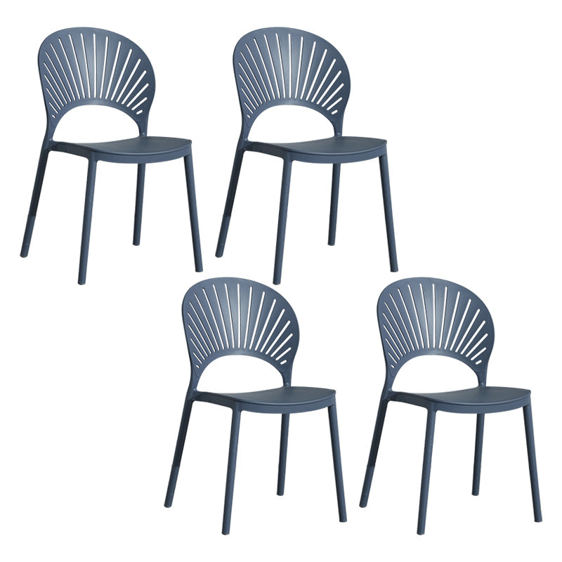 Scandinavian Plastic Armless Dining Chairs Indoor Stackable Side Chairs Gray Blue 4 Piece Set Clearhalo ' kitchen&dining_furn' 'Dining Chairs' 'Dining Tables & Seating' 'dining_chair' 'furn' 'furn_dining_chair' 'Furniture' 'furniture_dining_chair' 'Kitchen & Dining Furniture' 'kitchen' 3755735