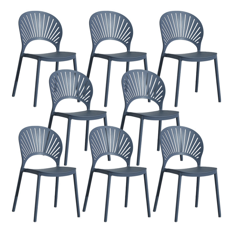 Scandinavian Plastic Armless Dining Chairs Indoor Stackable Side Chairs Gray Blue 8 Piece Set Clearhalo ' kitchen&dining_furn' 'Dining Chairs' 'Dining Tables & Seating' 'dining_chair' 'furn' 'furn_dining_chair' 'Furniture' 'furniture_dining_chair' 'Kitchen & Dining Furniture' 'kitchen' 3755737