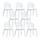 Scandinavian Plastic Armless Dining Chairs Indoor Stackable Side Chairs White 8 Piece Set Clearhalo ' kitchen&dining_furn' 'Dining Chairs' 'Dining Tables & Seating' 'dining_chair' 'furn' 'furn_dining_chair' 'Furniture' 'furniture_dining_chair' 'Kitchen & Dining Furniture' 'kitchen' 3755739