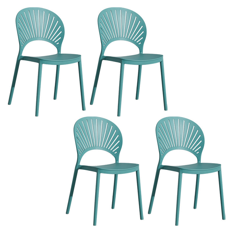 Scandinavian Plastic Armless Dining Chairs Indoor Stackable Side Chairs Sky Blue 4 Piece Set Clearhalo ' kitchen&dining_furn' 'Dining Chairs' 'Dining Tables & Seating' 'dining_chair' 'furn' 'furn_dining_chair' 'Furniture' 'furniture_dining_chair' 'Kitchen & Dining Furniture' 'kitchen' 3755742