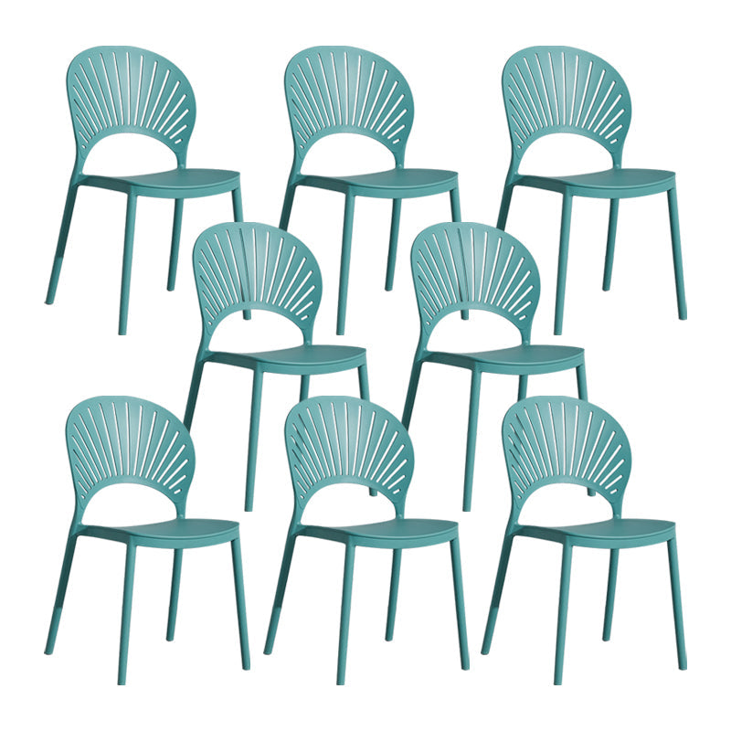 Scandinavian Plastic Armless Dining Chairs Indoor Stackable Side Chairs Sky Blue 8 Piece Set Clearhalo ' kitchen&dining_furn' 'Dining Chairs' 'Dining Tables & Seating' 'dining_chair' 'furn' 'furn_dining_chair' 'Furniture' 'furniture_dining_chair' 'Kitchen & Dining Furniture' 'kitchen' 3755743