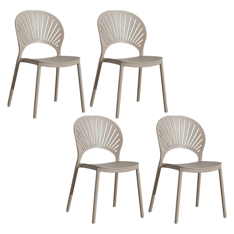 Scandinavian Plastic Armless Dining Chairs Indoor Stackable Side Chairs Camel 4 Piece Set Clearhalo ' kitchen&dining_furn' 'Dining Chairs' 'Dining Tables & Seating' 'dining_chair' 'furn' 'furn_dining_chair' 'Furniture' 'furniture_dining_chair' 'Kitchen & Dining Furniture' 'kitchen' 3755744