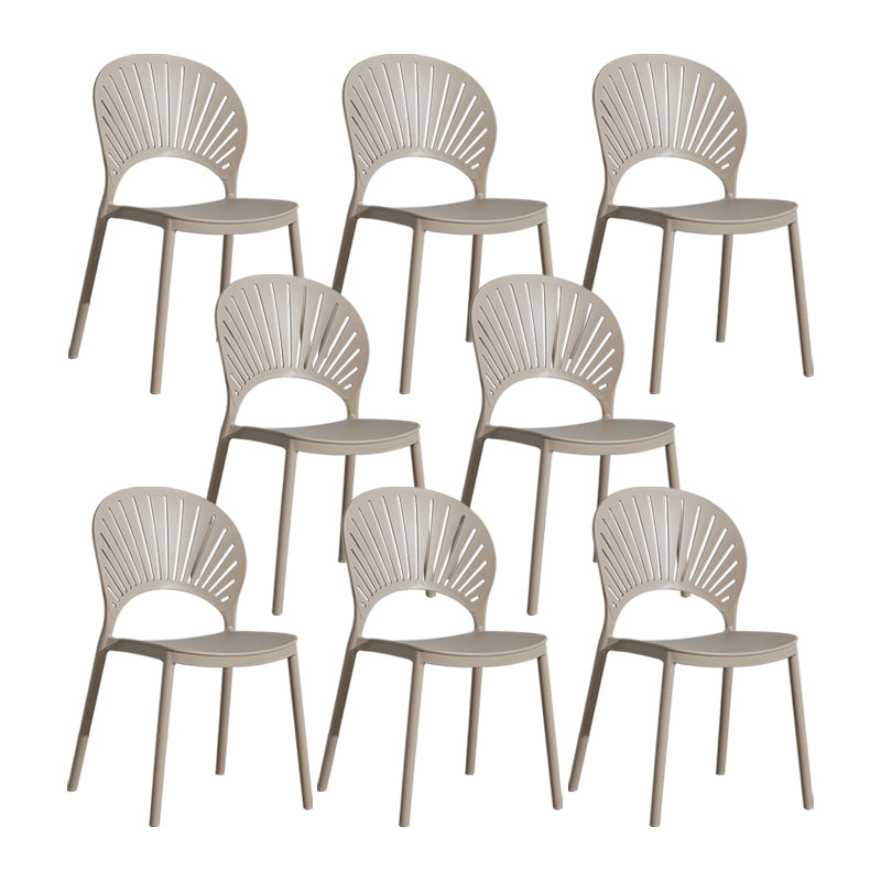Scandinavian Plastic Armless Dining Chairs Indoor Stackable Side Chairs Camel 8 Piece Set Clearhalo ' kitchen&dining_furn' 'Dining Chairs' 'Dining Tables & Seating' 'dining_chair' 'furn' 'furn_dining_chair' 'Furniture' 'furniture_dining_chair' 'Kitchen & Dining Furniture' 'kitchen' 3755745