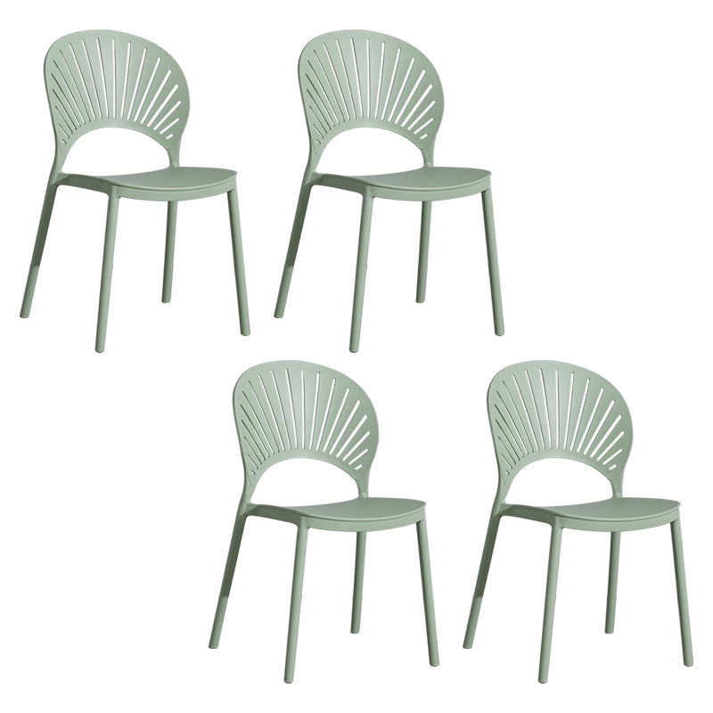 Scandinavian Plastic Armless Dining Chairs Indoor Stackable Side Chairs Lemon Green 4 Piece Set Clearhalo ' kitchen&dining_furn' 'Dining Chairs' 'Dining Tables & Seating' 'dining_chair' 'furn' 'furn_dining_chair' 'Furniture' 'furniture_dining_chair' 'Kitchen & Dining Furniture' 'kitchen' 3755746