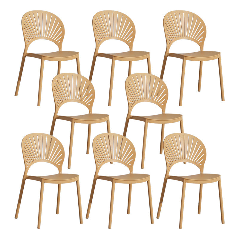 Scandinavian Plastic Armless Dining Chairs Indoor Stackable Side Chairs Beige 8 Piece Set Clearhalo ' kitchen&dining_furn' 'Dining Chairs' 'Dining Tables & Seating' 'dining_chair' 'furn' 'furn_dining_chair' 'Furniture' 'furniture_dining_chair' 'Kitchen & Dining Furniture' 'kitchen' 3755749