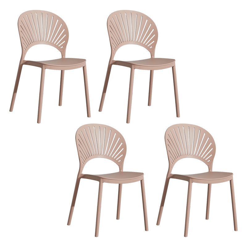 Scandinavian Plastic Armless Dining Chairs Indoor Stackable Side Chairs Nude Pink 4 Piece Set Clearhalo ' kitchen&dining_furn' 'Dining Chairs' 'Dining Tables & Seating' 'dining_chair' 'furn' 'furn_dining_chair' 'Furniture' 'furniture_dining_chair' 'Kitchen & Dining Furniture' 'kitchen' 3755750