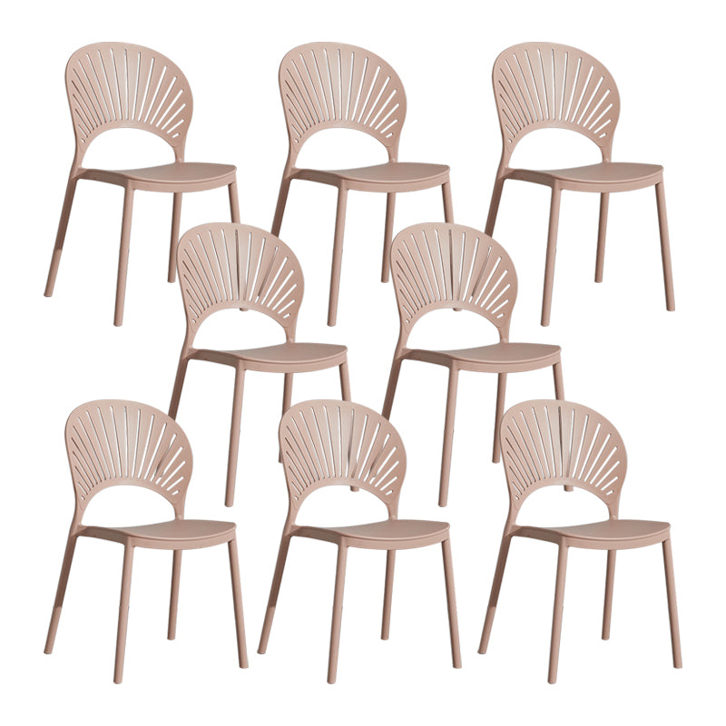 Scandinavian Plastic Armless Dining Chairs Indoor Stackable Side Chairs Nude Pink 8 Piece Set Clearhalo ' kitchen&dining_furn' 'Dining Chairs' 'Dining Tables & Seating' 'dining_chair' 'furn' 'furn_dining_chair' 'Furniture' 'furniture_dining_chair' 'Kitchen & Dining Furniture' 'kitchen' 3755751