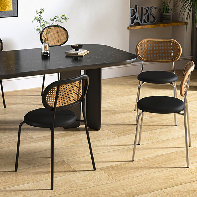 Contemporary Metal Dining Room Chairs Upholstered Armless Chair for Home Use Clearhalo ' kitchen&dining_furn' 'Dining Chairs' 'Dining Tables & Seating' 'dining_chair' 'furn' 'furn_dining_chair' 'Furniture' 'furniture_dining_chair' 'Kitchen & Dining Furniture' 'kitchen' 3755756