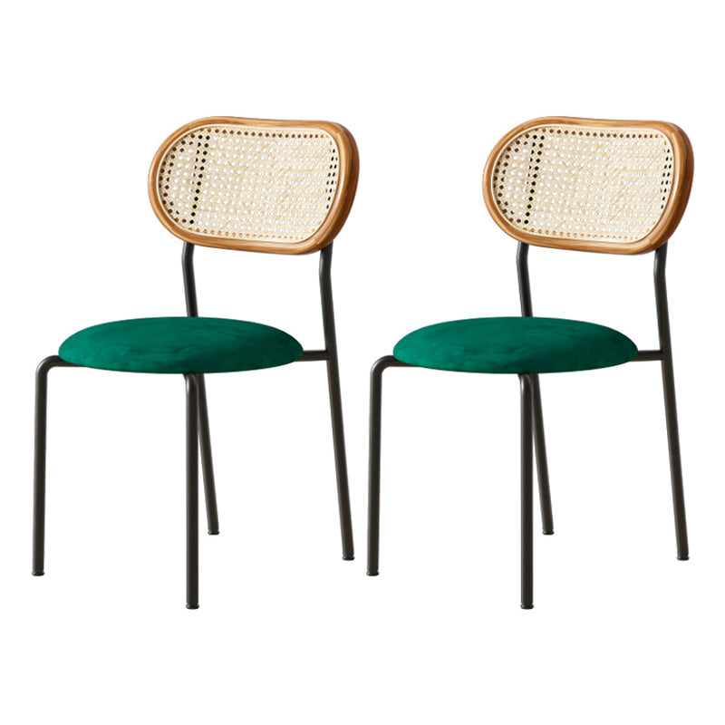 Contemporary Metal Dining Room Chairs Upholstered Armless Chair for Home Use Green 2 Piece Set Clearhalo ' kitchen&dining_furn' 'Dining Chairs' 'Dining Tables & Seating' 'dining_chair' 'furn' 'furn_dining_chair' 'Furniture' 'furniture_dining_chair' 'Kitchen & Dining Furniture' 'kitchen' 3755758