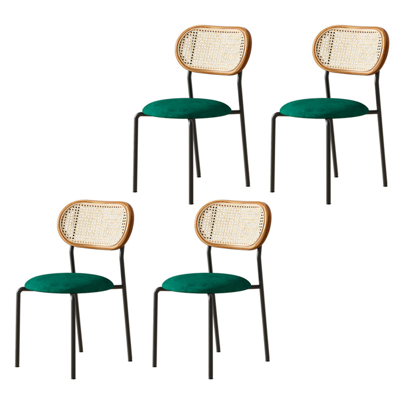 Contemporary Metal Dining Room Chairs Upholstered Armless Chair for Home Use Green 4 Piece Set Clearhalo ' kitchen&dining_furn' 'Dining Chairs' 'Dining Tables & Seating' 'dining_chair' 'furn' 'furn_dining_chair' 'Furniture' 'furniture_dining_chair' 'Kitchen & Dining Furniture' 'kitchen' 3755761
