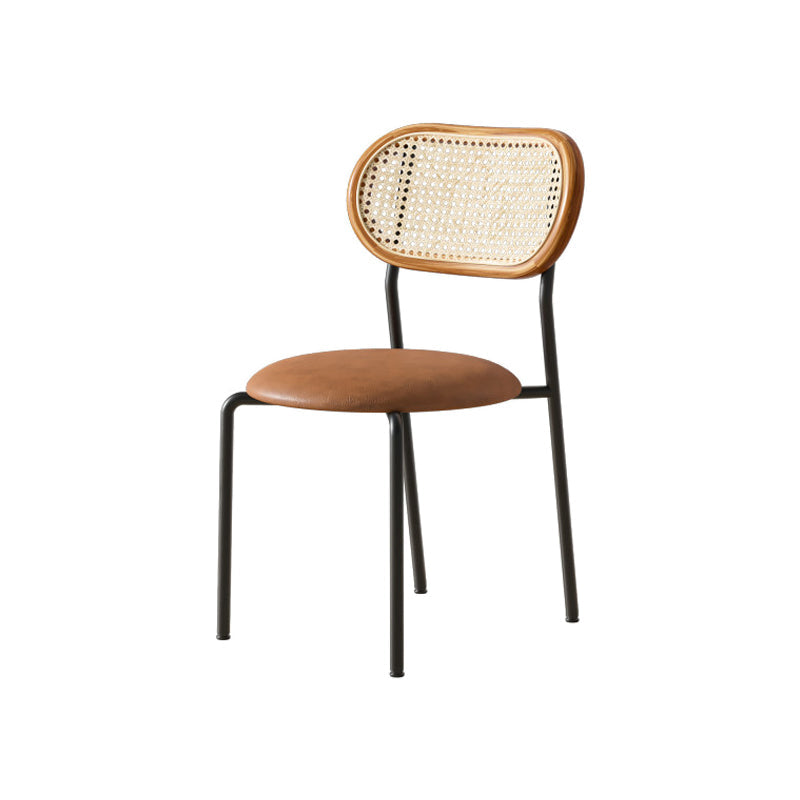 Contemporary Metal Dining Room Chairs Upholstered Armless Chair for Home Use Brown 1 Piece Clearhalo ' kitchen&dining_furn' 'Dining Chairs' 'Dining Tables & Seating' 'dining_chair' 'furn' 'furn_dining_chair' 'Furniture' 'furniture_dining_chair' 'Kitchen & Dining Furniture' 'kitchen' 3755766